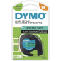 Dymo LetraTag S0721640 Ruban d'étiquettes d'origine pour étiqueteuse - Texte noir sur fond vert - Largeur 12 mm x 4 mètres (9120