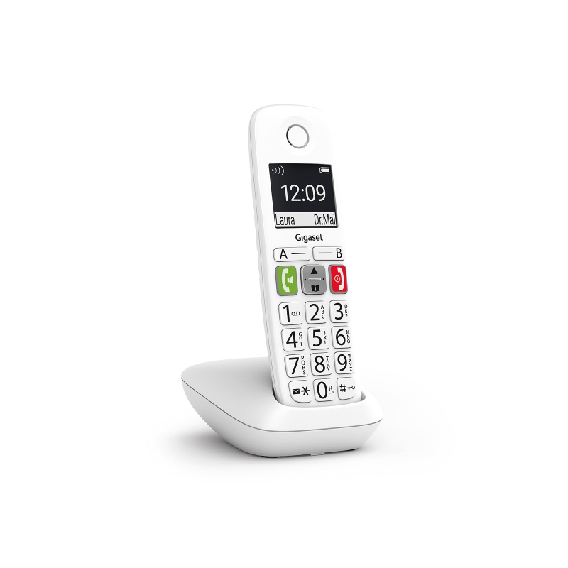Téléphone sans fil DECT Gigaset E290 - Grand écran noir et blanc - Grandes touches numériques - Fonction booster de volume - Bla