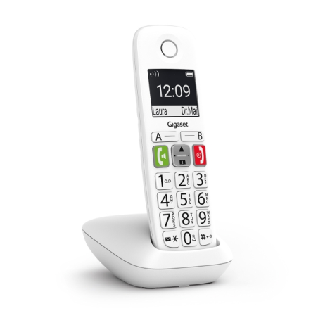 Téléphone sans fil DECT Gigaset E290 - Grand écran noir et blanc - Grandes touches numériques - Fonction booster de volume - Bla