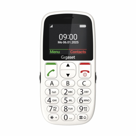 Téléphone portable Gigaset GL395 pour seniors, écran 2,2 pouces, IP44, station de charge, blanc