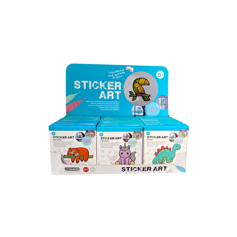Lot de 18 autocollants Comansi Display Art Basic - Autocollants créatifs pour fenêtres - Loisirs créatifs pour enfants - Assorti