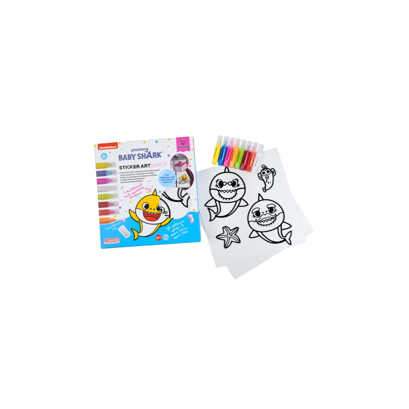 Autocollant Comansi Art Junior Bébé Requin - Autocollants créatifs pour fenêtres - Bricolage pour enfants - Assortiment thématiq