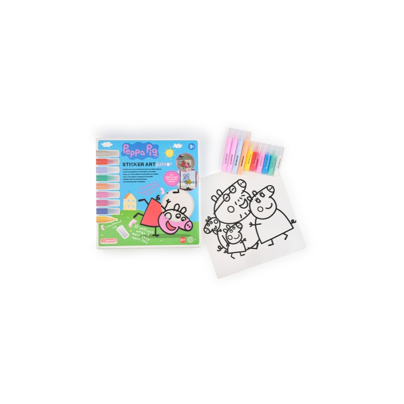Autocollants Comansi Art Junior Peppa Pig - Autocollants créatifs pour fenêtres - Bricolage pour enfants - Assortiment thématiqu