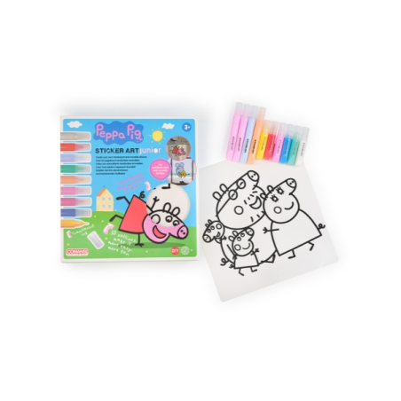 Autocollants Comansi Art Junior Peppa Pig - Autocollants créatifs pour fenêtres - Bricolage pour enfants - Assortiment thématiqu