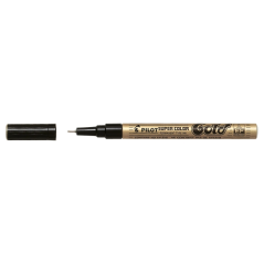 Pilot Super Color Rotulador Permanente Fino - Punta de 1mm de Poliacetal - Tinta muy Densa y Opaca - Cuerpo Metalico - Color Oro
