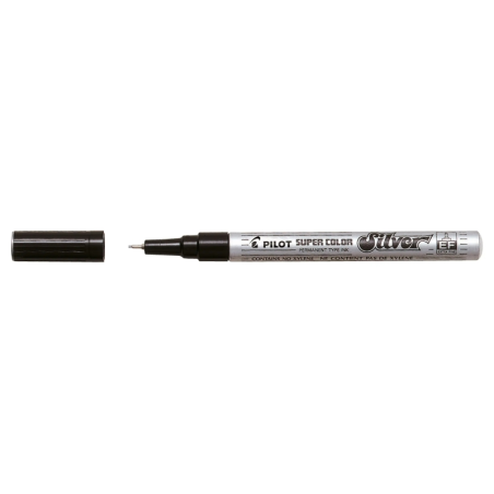 Pilot Super Color Rotulador Permanente Fino - Punta de 1mm de Poliacetal - Tinta muy Densa y Opaca - Cuerpo Metalico - Color Pla