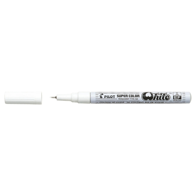 Pilot Super Color Rotulador Permanente Fino - Punta de 1mm de Poliacetal - Tinta muy Densa y Opaca - Cuerpo Metalico - Color Bla