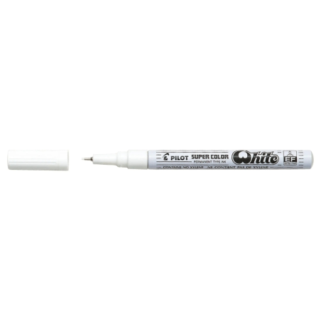 Pilot Super Color Rotulador Permanente Fino - Punta de 1mm de Poliacetal - Tinta muy Densa y Opaca - Cuerpo Metalico - Color Bla