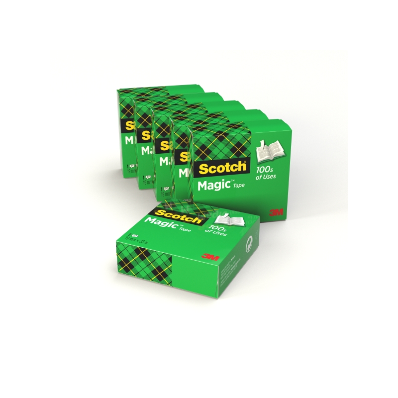 Ruban adhésif invisible Scotch Magic, lot de 6 – 19 mm x 33 m – Transparent