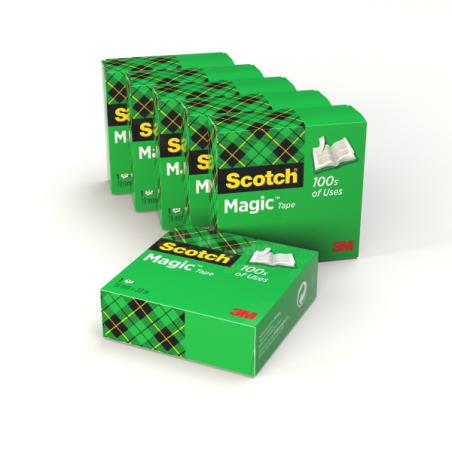 Ruban adhésif invisible Scotch Magic, lot de 6 – 19 mm x 33 m – Transparent