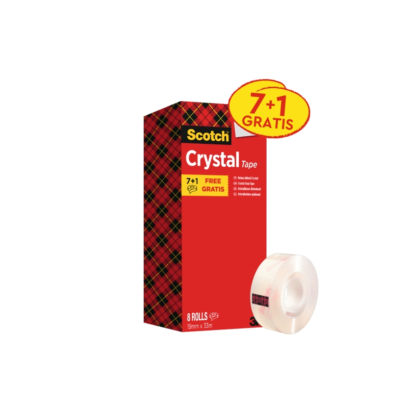 Rubans adhésifs Scotch, lot de 8 – 19 mm x 33 m – 7 – 1 offert – Transparent