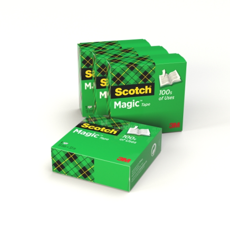Ruban adhésif invisible Scotch Magic, lot de 4 – 19 mm x 33 m – Transparent
