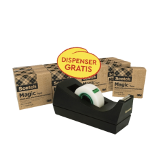 Ruban adhésif Scotch Magic (lot de 14) - Adhésif végétal à 66 % - 19 mm x 33 m - Promotion avec distributeur gratuit - Noir