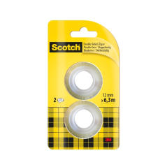 Ruban adhésif double face Scotch (lot de 2) - Recharge - 12 mm x 6,3 m - Transparent