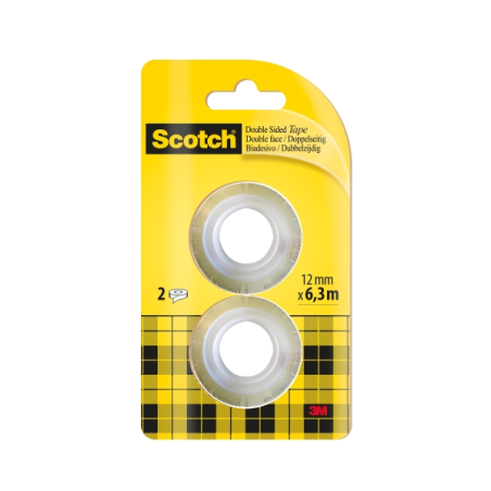 Ruban adhésif double face Scotch (lot de 2) - Recharge - 12 mm x 6,3 m - Transparent