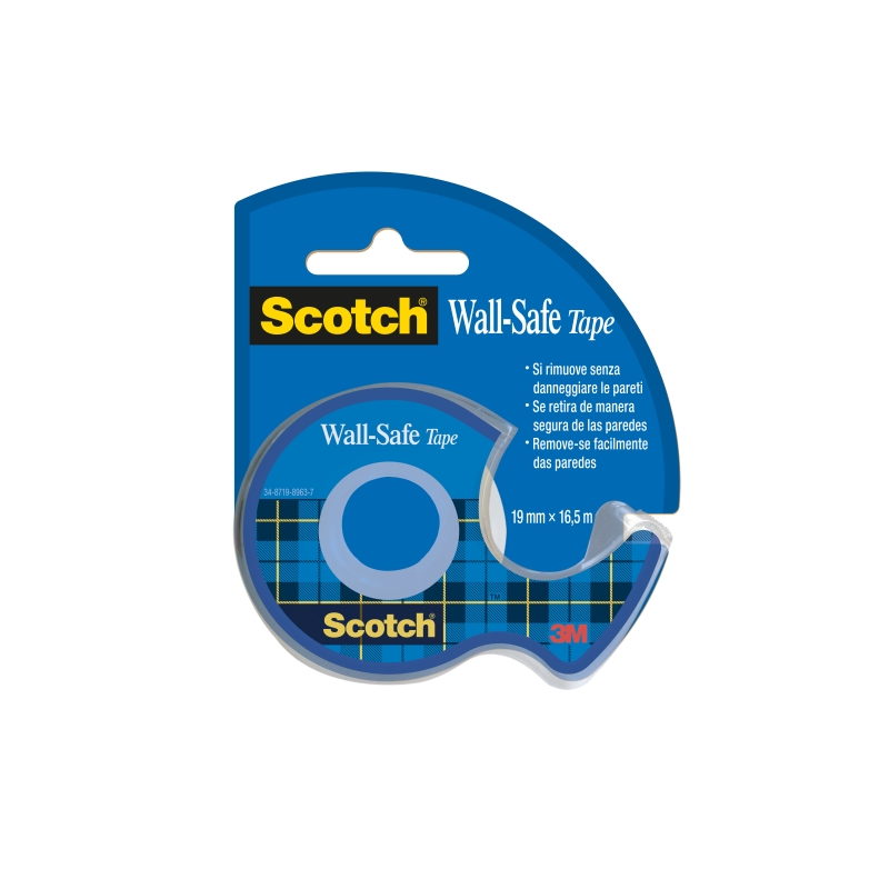 Ruban adhésif mural Scotch - 19 mm x 16,5 m - Distributeur inclus - Transparent