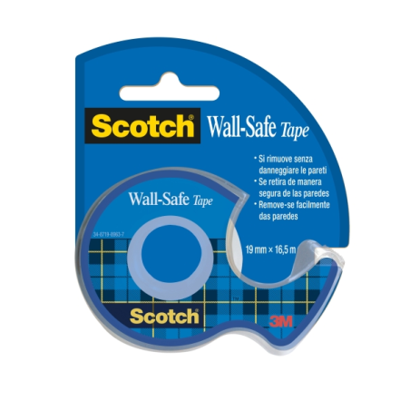 Ruban adhésif mural Scotch - 19 mm x 16,5 m - Distributeur inclus - Transparent