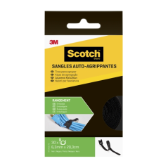 Bandes de gestion de câbles Scotch - Lot de 30 - 6,3 mm x 20,3 cm - Noir