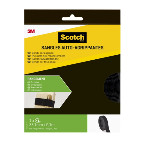 Bandes de gestion de câbles Scotch - 38 mm x 9 m - Réutilisables - Noir