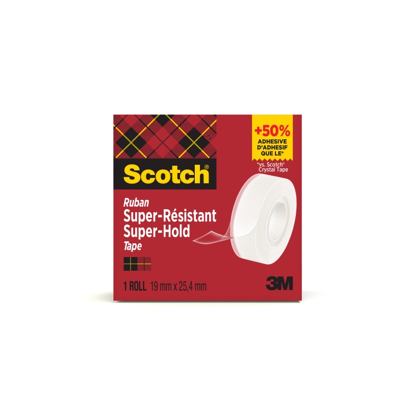 Ruban adhésif Scotch Super-Hold - Extra fort - 19 mm x 25,4 m - Transparent