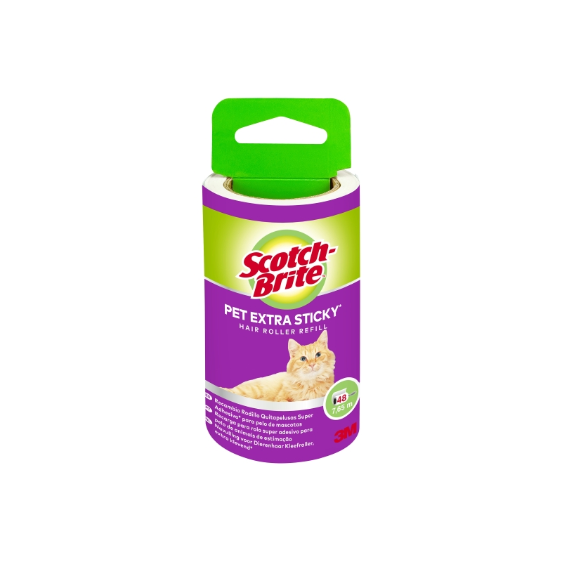 Recharges de rouleau anti-peluches extra collant Scotch-Brite Pet - 48 feuilles - Blanc