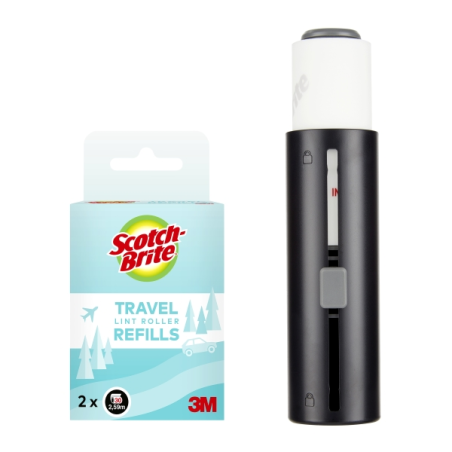Recharges de rouleau anti-peluches Scotch-Brite (lot de 2) - 30 feuilles par rouleau - Noir