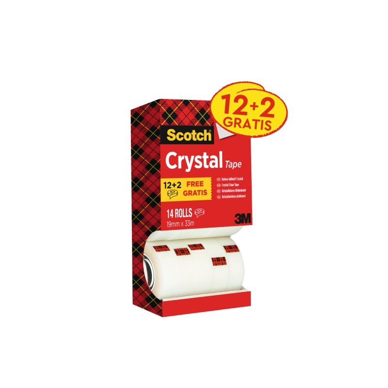 Ruban adhésif Scotch Crystal - Lot économique de 14 rouleaux de 19 mm x 33 m - Transparent