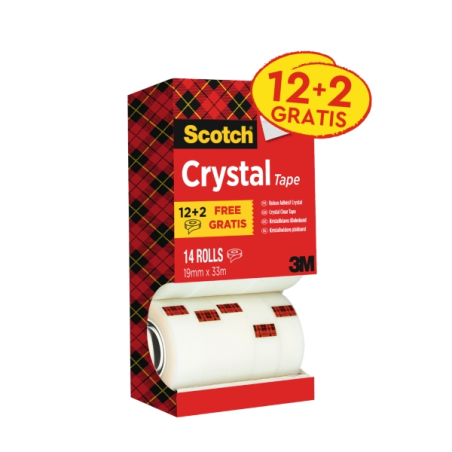 Ruban adhésif Scotch Crystal - Lot économique de 14 rouleaux de 19 mm x 33 m - Transparent