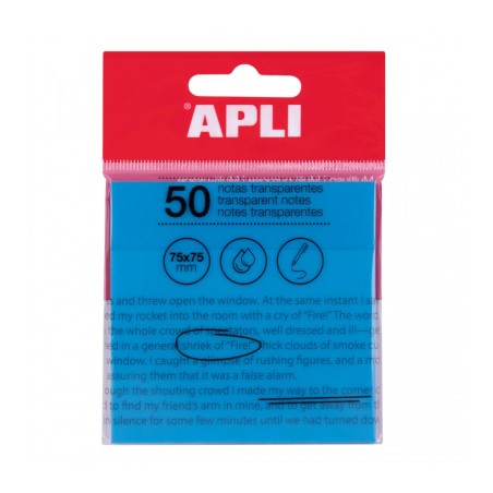✅ Apli Bloc Notes Adhésif Transparent 50 Feuilles 75x75mm - Pour Ecrire Sans Perdre la Visibilité du Texte ou en stock