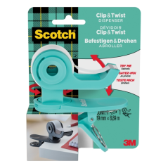 Dévidoir de ruban adhésif Scotch - Pour rubans jusqu'à 19 mm x 8,89 m - Ruban inclus - Turquoise