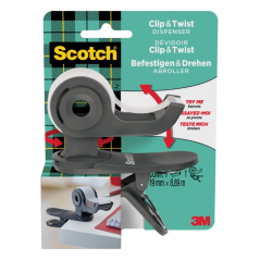 Dévidoir de ruban adhésif Scotch - Pour rubans jusqu'à 19 mm x 8,89 m - Ruban inclus - Gris