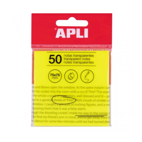✅ Apli Bloc Notes Adhésif Transparent 50 Feuilles 75x75mm - Pour Ecrire Sans Perdre la Visibilité du Texte ou en stock