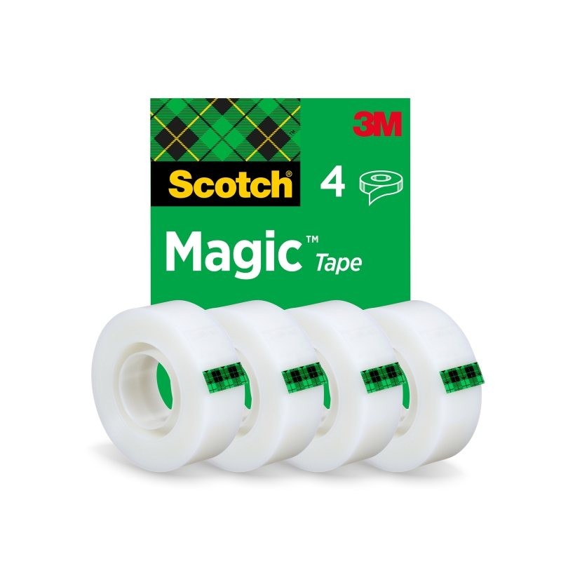 Ruban adhésif invisible Scotch Magic, lot de 4 – 19 mm x 33 m – Transparent