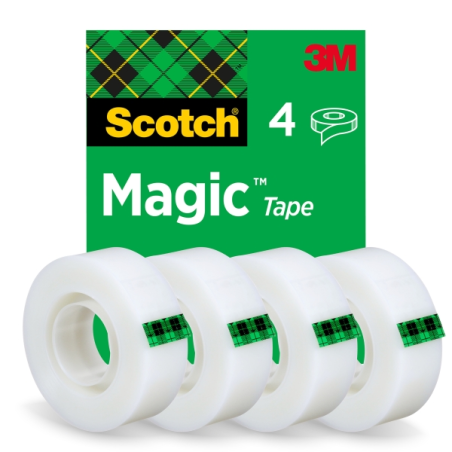 Ruban adhésif invisible Scotch Magic, lot de 4 – 19 mm x 33 m – Transparent