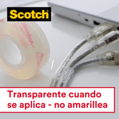 Ruban adhésif Scotch Crystal, lot de 3 – 19 mm x 25 m – Super transparent – Distributeur inclus – Couleur transparente