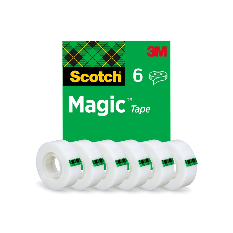 Ruban adhésif invisible Scotch Magic, lot de 6 – 19 mm x 33 m – Transparent