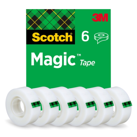 Ruban adhésif invisible Scotch Magic, lot de 6 – 19 mm x 33 m – Transparent