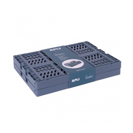 Apli Up North Pack de 2 Boites Plastiques Pliantes et Empilables - Taille 290x210x120mm - Idéales pour Outils, Jouets, Linge