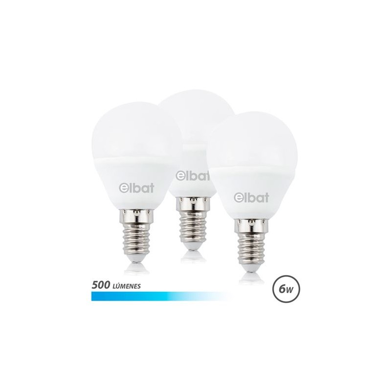 Elbat Pack de 3 Ampoules LED G45 6W - 500LM - Culot E14 - Lumière Froide