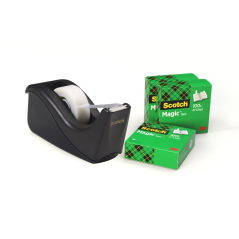 Dévidoir de ruban adhésif Scotch - Pour rubans jusqu'à 19 mm x 33 m - Comprend 4 rubans - Noir
