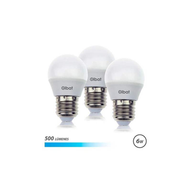 Elbat Pack de 3 Ampoules LED G45 6W - 500LM - Culot E27 - Lumière Froide