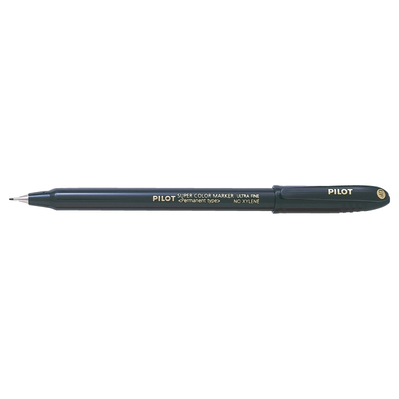 Pilot Super Color Rotulador Permanente Ultra Fino - Punta de Poliacetal 1mm - Libre de Xileno - Color Negro