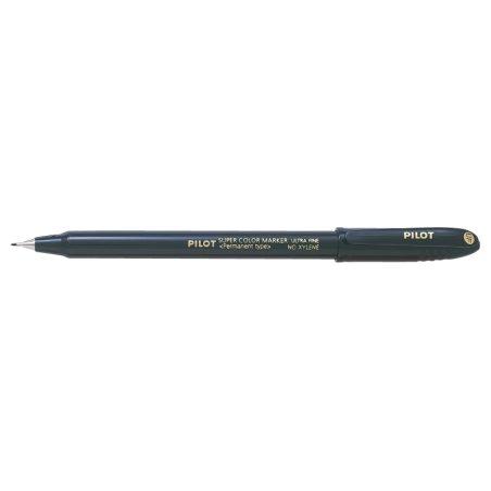 Pilot Super Color Rotulador Permanente Ultra Fino - Punta de Poliacetal 1mm - Libre de Xileno - Color Negro