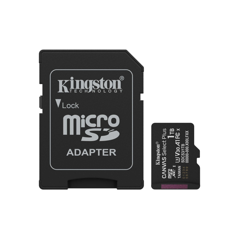 Kingston Tarjeta Micro SDXC 1TB Clase 10 150MB/s Canvas Select Plus + Adaptador SD