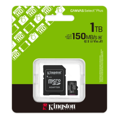 Kingston Tarjeta Micro SDXC 1TB Clase 10 150MB/s Canvas Select Plus + Adaptador SD