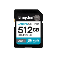 Carte SDXC Kingston 512 Go UHS-I U3 V30 Classe 10 200 Mo/s Canvas Go Plus