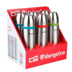 Orbegozo Ensemble thermos avec identifiant de boisson – Acier inoxydable résistant – Bandes colorées – Système anti-déversement