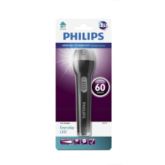 Lampe torche LED Philips - 22 lumens - Fonctionne sur piles - Noir et gris