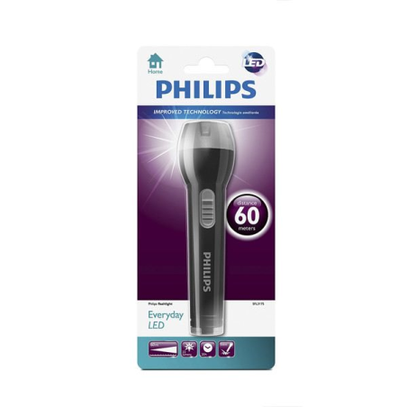 Lampe torche LED Philips - 22 lumens - Fonctionne sur piles - Noir et gris