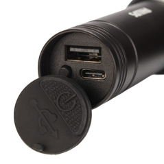 Lampe torche LED Philips - Fonction batterie externe - IPX4 - 200 lumens - Rechargeable - Noire